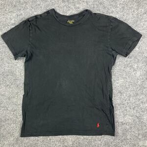 Ralph Lauren T-Shirt Mens XL Black Slim Fit Red Pony Logo Short Sleeve Casual‎